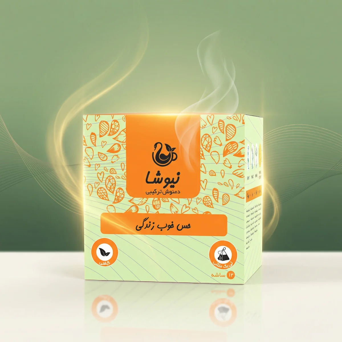 newsha-herbal-tea-good-life-thyme-cumin-ajwain دمنوش حس خوب زندگی نیوشا آویشن زیره زنیان ۱۲ تیبگ