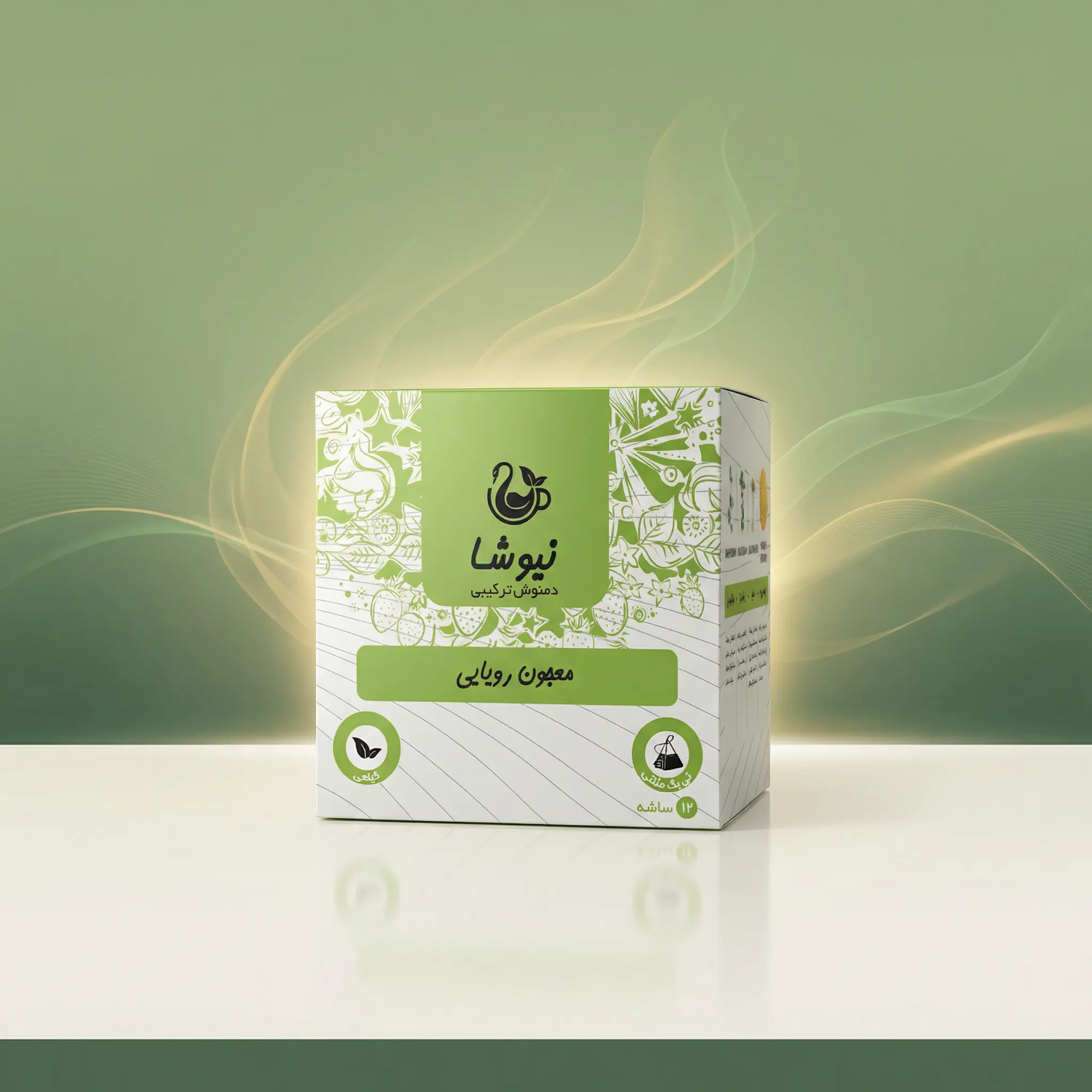 niusha-dream-herbal-tea-majoon-royayi دمنوش معجون رویایی نیوشا ۱۲ تیبگ (بابونه، مرزنجوش، پرسیاهوشان)