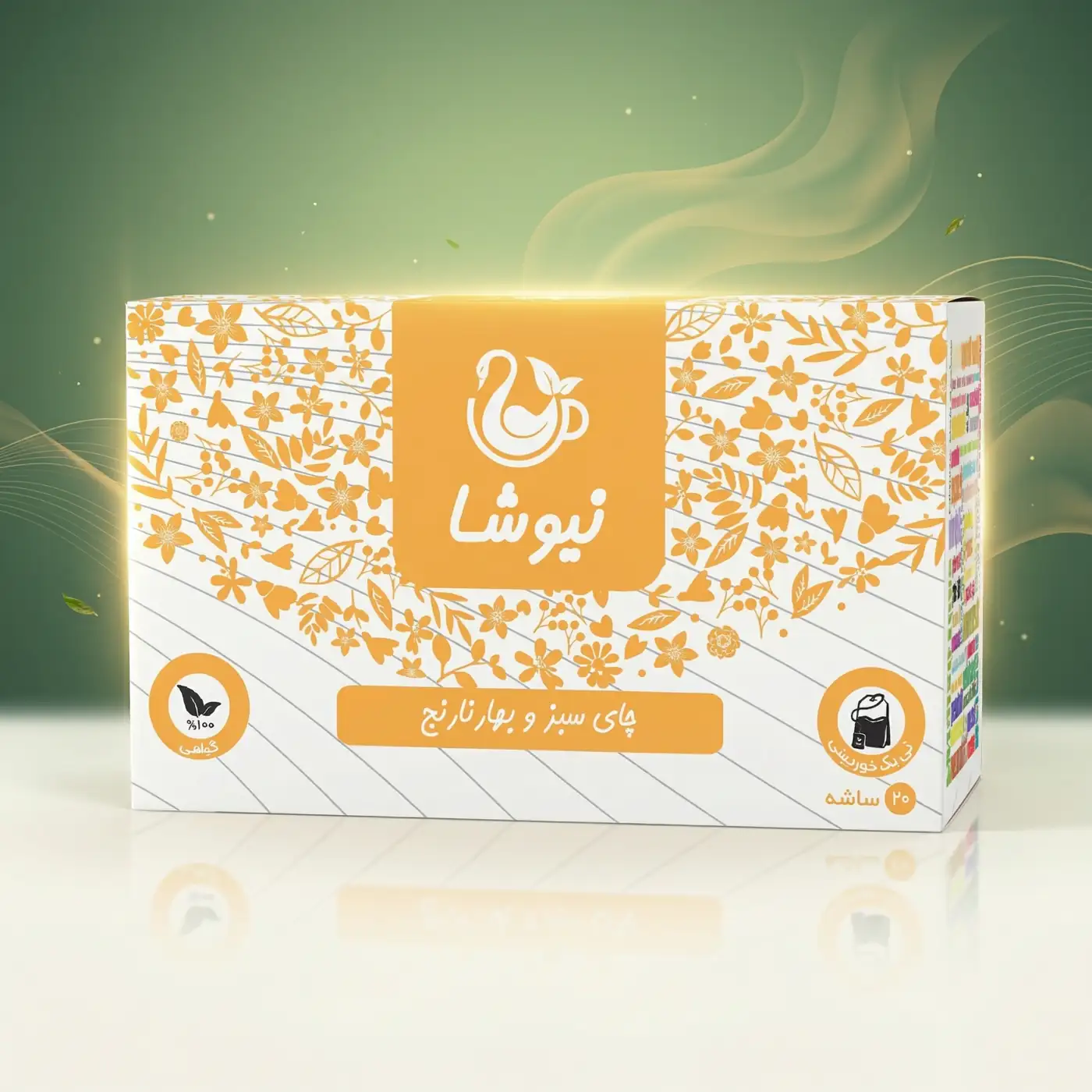 niktea-green-tea-orange-saffron چای سبز و بهارنارنج نیوشا Newsha Green Tea Bitter Orange Blossom