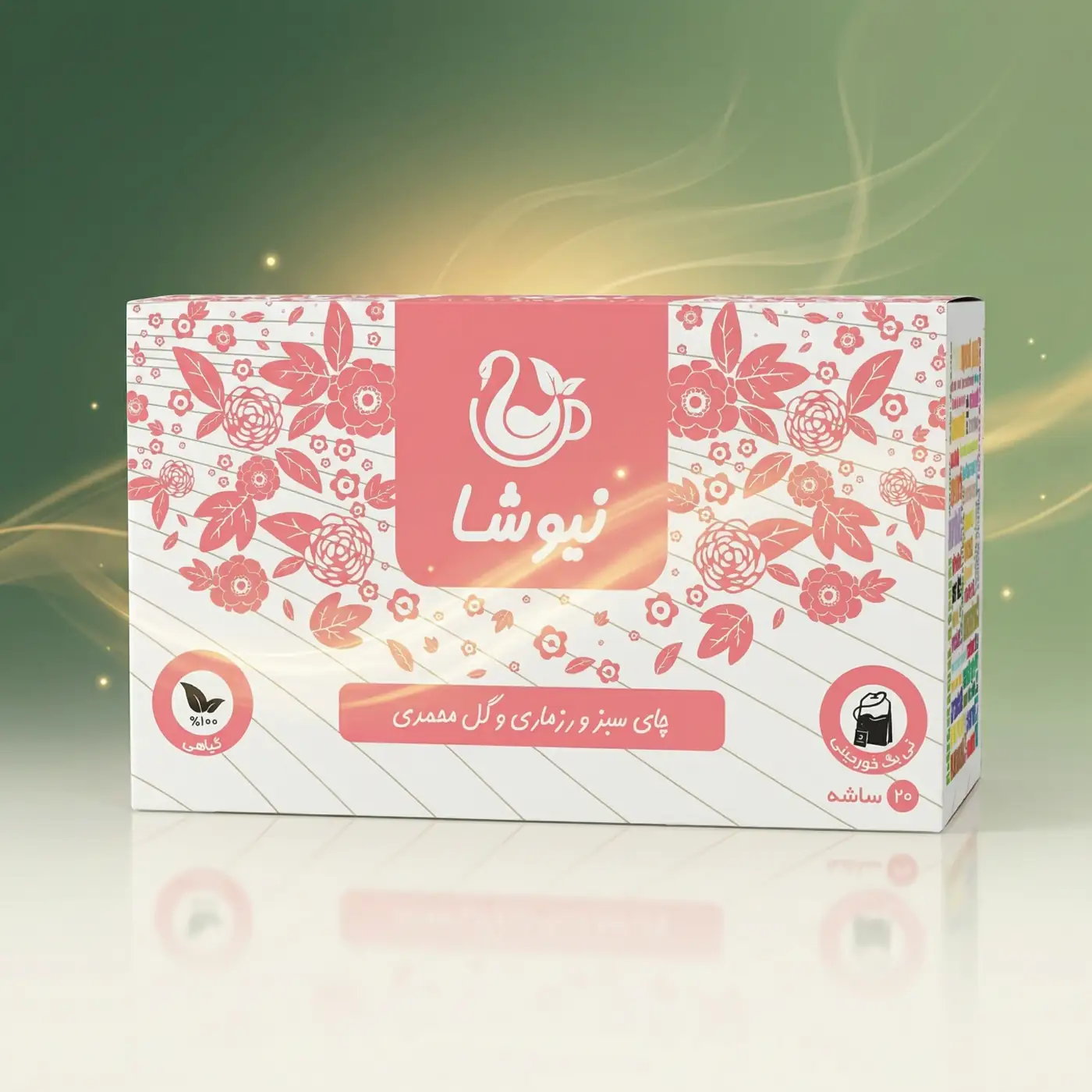 niktea-green-tea-rosemary-flower چای سبز و رزماری و گل محمدی نیوشا Newsha Green Tea Rosemary Damask Rose