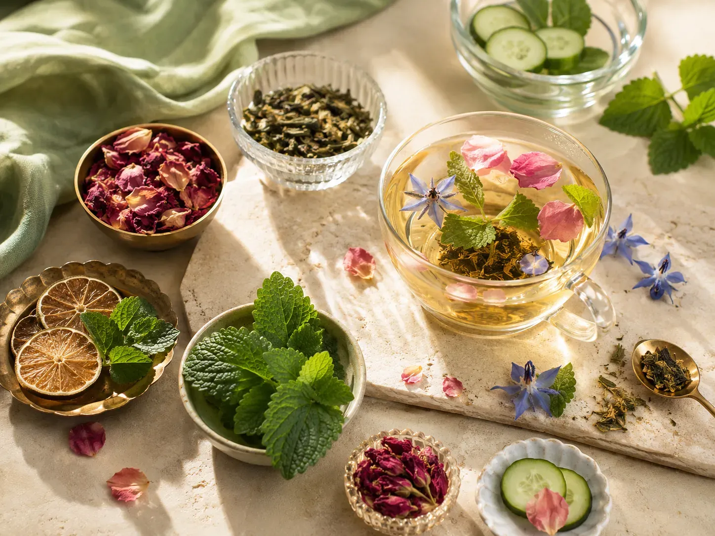 دمنوش مناسب طبع گرم با بهلیمو، گل محمدی، چای سبز و ترکیبات ملایم